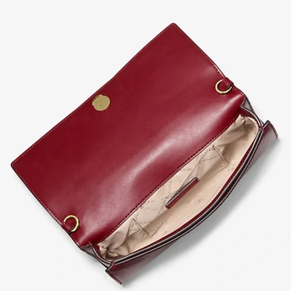 MICHAEL KORS Jet Set Medium Leather Flap Clutch Crossbody Shoulder Bag Wallet - Picture 2 of 16